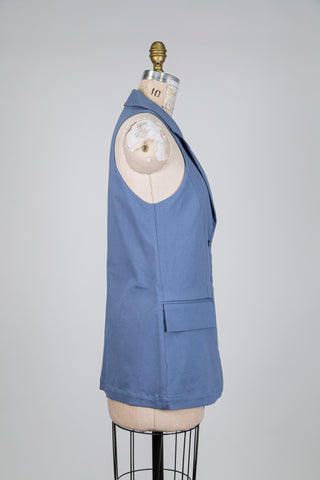 Blazer sans manches bleu acier (S)