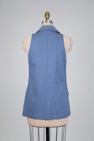 Blazer sans manches bleu acier (S)