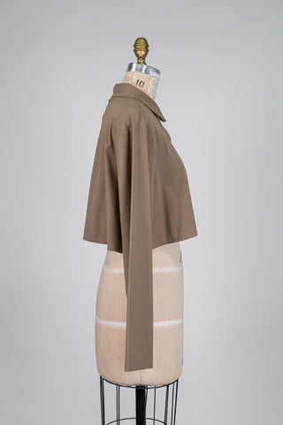 Chemisier techno-chic écourté kaki (XL)