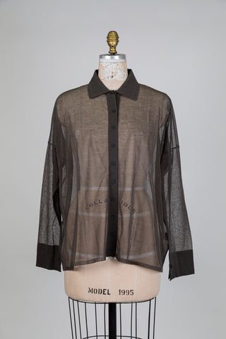 Chemisier en maille diaphane vert de gris (TU)