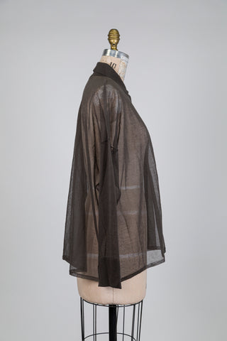 Chemisier en maille diaphane vert de gris (TU)