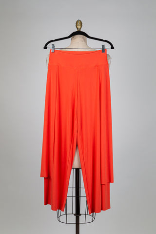 Pantalon fluide tangerine à pans superposés (S)