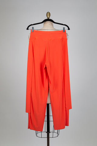 Pantalon fluide tangerine à pans superposés (S)