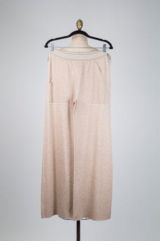 Pantalon jogger beige contrasté (6)