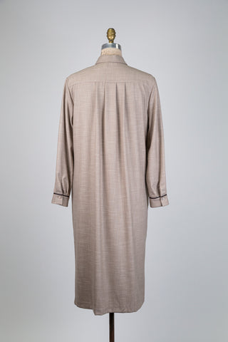 Taupe shirt dress with faux leather accents (6)