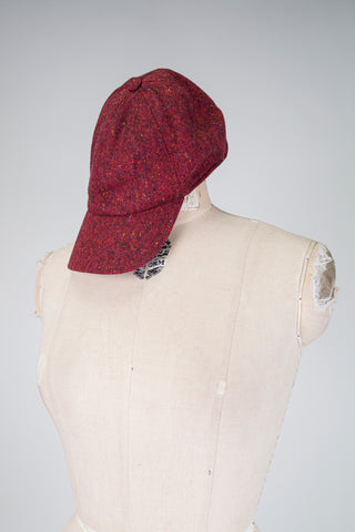 Red and black tweed-effect cap (M)