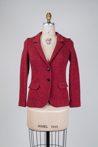 Red and navy tweed-effect blazer (2+4)