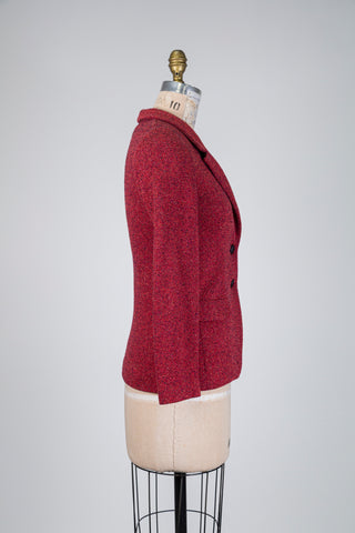 Red and navy tweed-effect blazer (2+4)