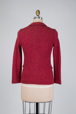 Red and navy tweed-effect blazer (2+4)