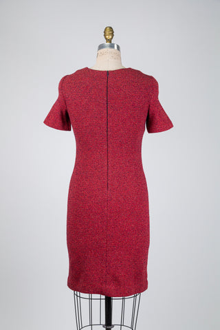 Red and navy tweed-effect dress (2+4)