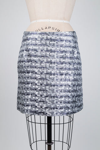 Metallic grey textured brick-effect skirt (8)