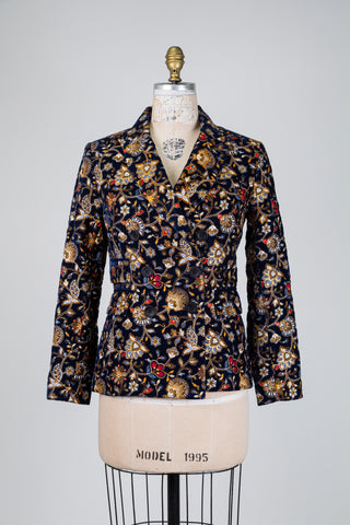 Blazer en velours floral brodé (4)