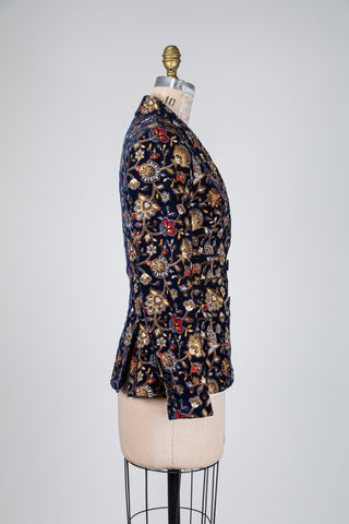 Blazer en velours floral brodé (4)