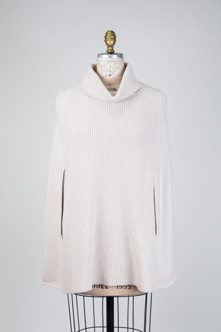 Beige turtleneck poncho cape (2)