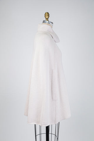 Beige turtleneck poncho cape (2)