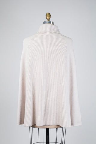Beige turtleneck poncho cape (2)