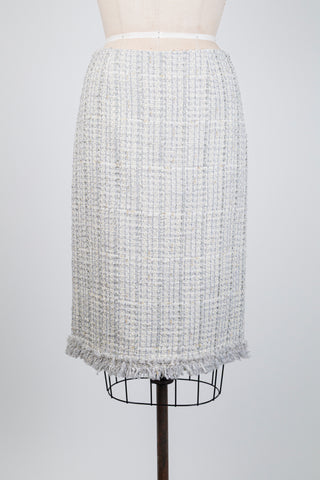 Cream and grey tweed skirt with a shimmering finish (6)