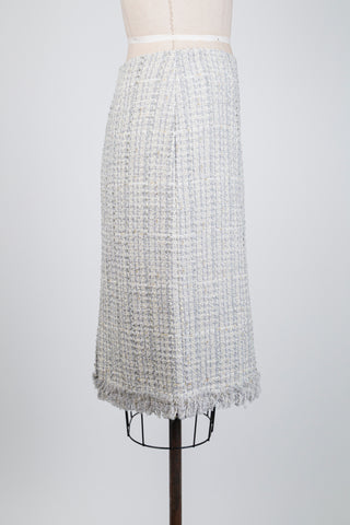 Cream and grey tweed skirt with a shimmering finish (6)