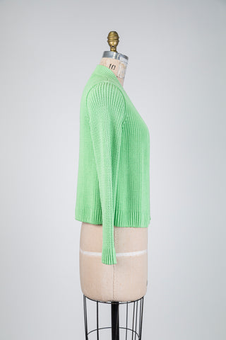 Organic cotton knit cardigan green (4)