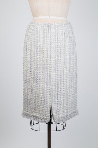 Cream and grey tweed skirt with a shimmering finish (6)