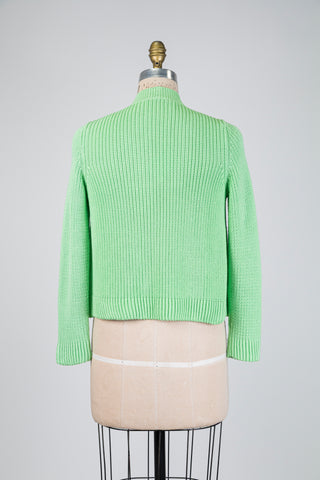 Organic cotton knit cardigan green (4)