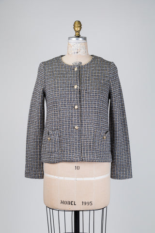Veste en tweed gris façon Chanel (6)