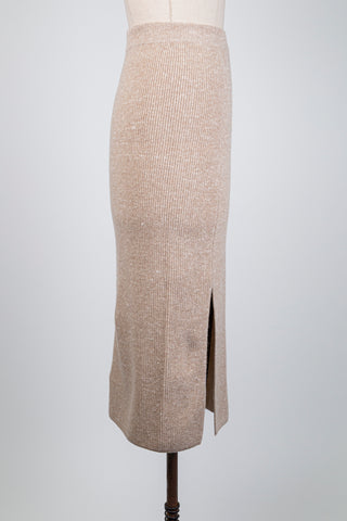 Beige marl ribbed knit skirt (6)