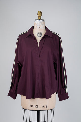 Burgundy shirt with contrasting piping (14/16)