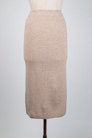 Beige marl ribbed knit skirt (6)