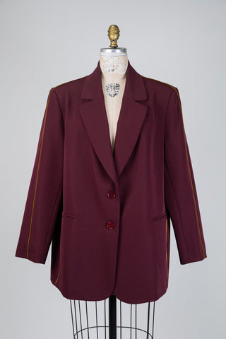 Blazer bordeaux à liserés chartreuse (14/16)