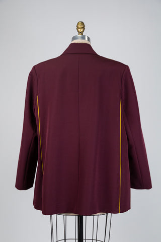 Blazer bordeaux à liserés chartreuse (14/16)