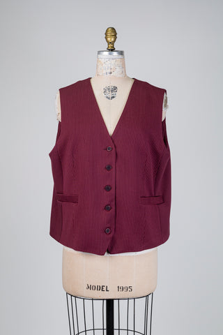 Gilet tailleur bimatière bordeaux (14/16)