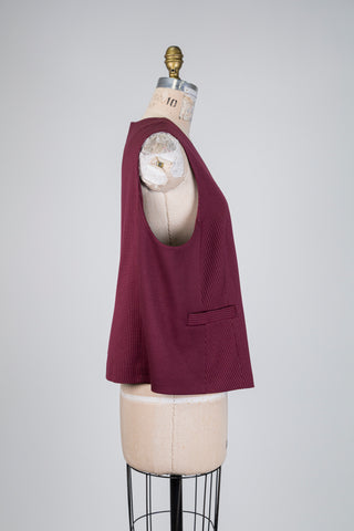 Gilet tailleur bimatière bordeaux (14/16)