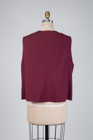 Gilet tailleur bimatière bordeaux (14/16)