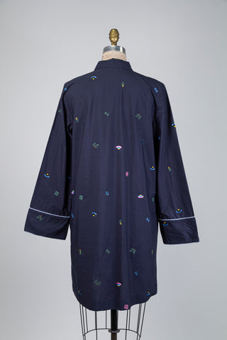 Robe tunique marine à broderie colorée (8 à 12)