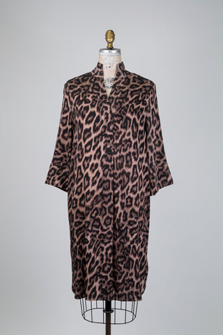 Taupe and black leopard print flowy dress (S+M)