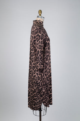 Taupe and black leopard print flowy dress (S+M)