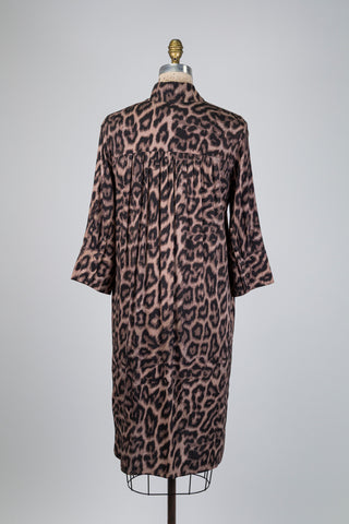 Taupe and black leopard print flowy dress (S+M)
