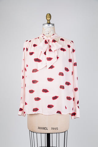 Blouse diaphane rose illustration bisous (4-6-10)