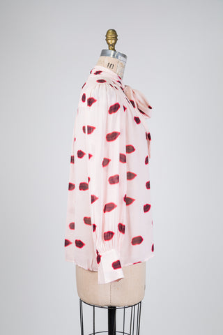 Blouse diaphane rose illustration bisous (4-6-10)