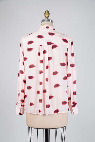 Blouse diaphane rose illustration bisous (4-6-10)
