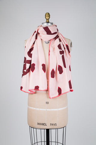 Foulard J'AIME L'AMOUR rose pâle (TU)