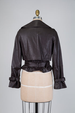 Trench court en faux cuir brun (4+10)