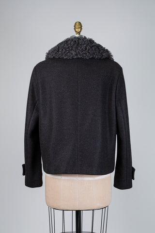 Charcoal grey jacket with detachable faux fur collar (8)