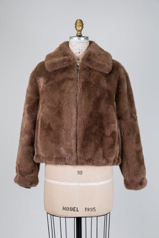 Vintage-effect faux fur mocha jacket (4)