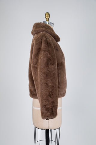 Vintage-effect faux fur mocha jacket (4)