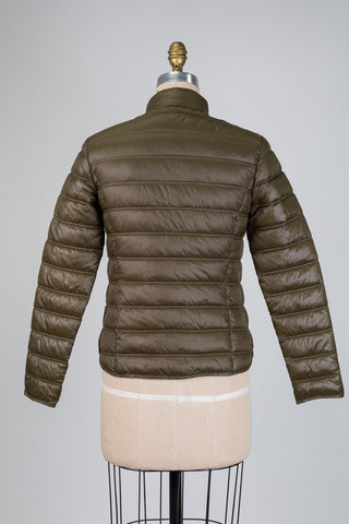 Olive green quilted down jacket (4)