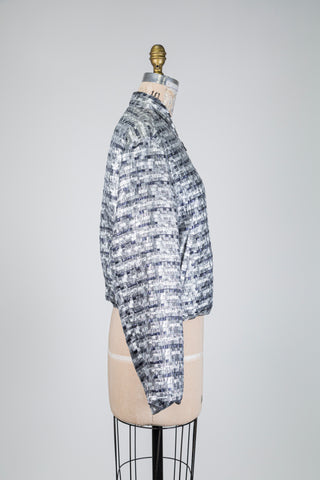 Metallic gray bomber jacket with brick-style texture (8)