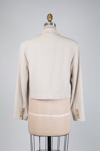 Blazer spencer beige à boutonnage croisé (8)