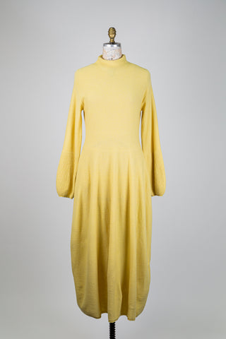 Yellow mock-neck knit dress (M)